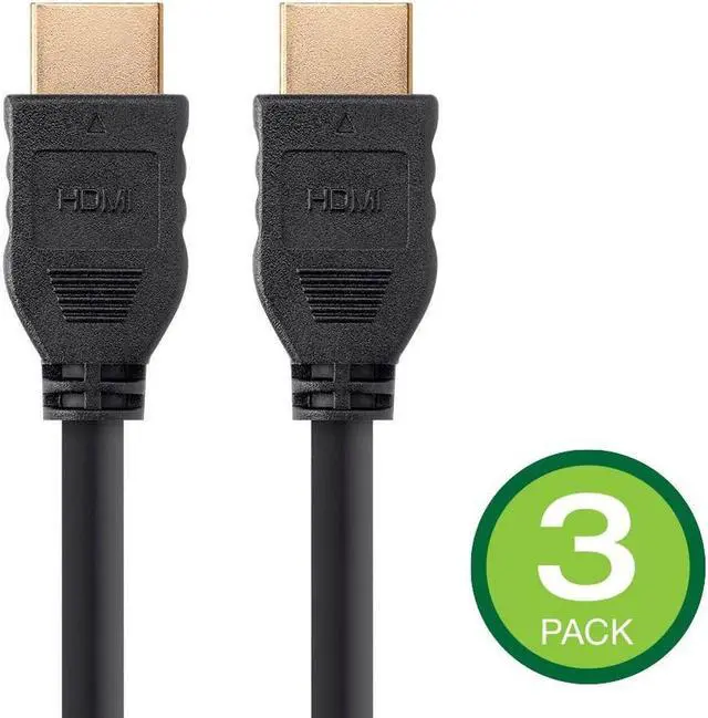 Main image of Monoprice HDMI Cable - 8 Feet - Black (3 Pack) No Logo, High Speed, 4K@60Hz, HDR, 18Gbps, YCbCr 4:4:4, 36AWG, CL2, Compatible with UHD TV and More - Commercial Series