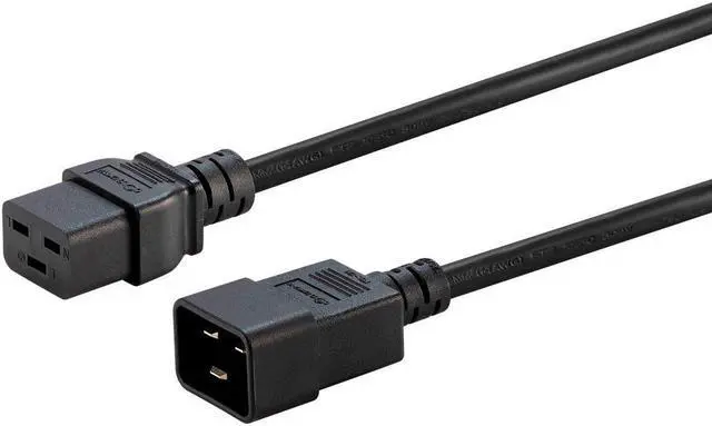 Alt view image 2 of 6 - Monoprice Heavy Duty Extension Cord - 10 Feet - Black, IEC 60320 C20 to IEC 60320 C19, 12AWG, 20A, SJT, 250V, For Powering Servers, Routers, and Other High-Output Network Devices