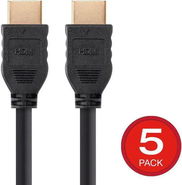 Main image of Monoprice HDMI Cable - 8 Feet - Black (5 pack) No Logo, High Speed, 4K@60Hz, HDR, 18Gbps, YCbCr 4:4:4, 30AWG, CL2, Compatible with UHD TV and More - Commercial Series