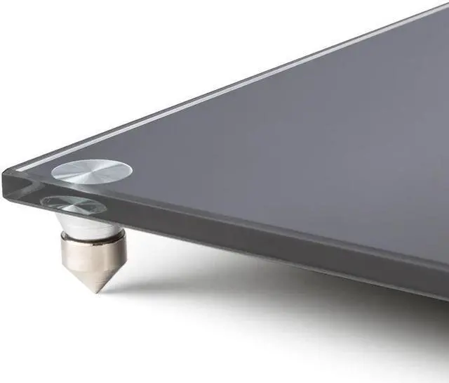 Alt view image 3 of 11 - Monoprice Elements Speaker Stand - 28 Inch (Pair) With Cable Management, Strong Tempered Glass Base With Floor Spikes