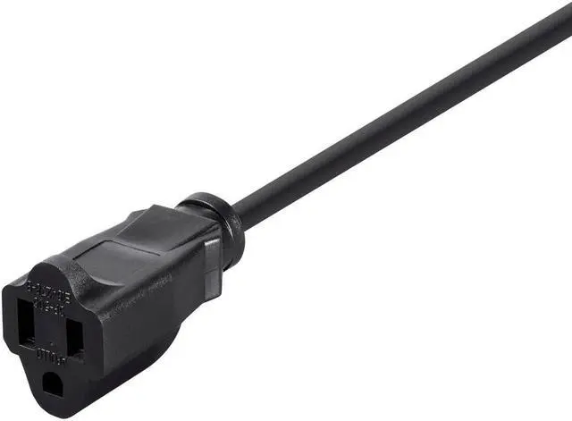 Alt view image 4 of 12 - Monoprice 3-Prong Extension Cord - 2 Feet - Black | NEMA 5-15P to NEMA 5-15R, 16AWG, 13A