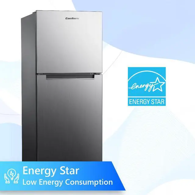 Alt view image 4 of 5 - Conserv 24" Wide 10 cu.ft. frost-free Top Freezer Refrigerator Stainless