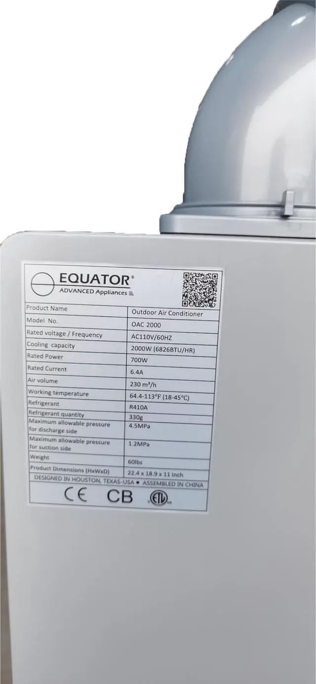 Alt view image 7 of 7 - Equator 7000 BTU Silver Outdoor Spot Air Conditioner - Waterproof with Casters