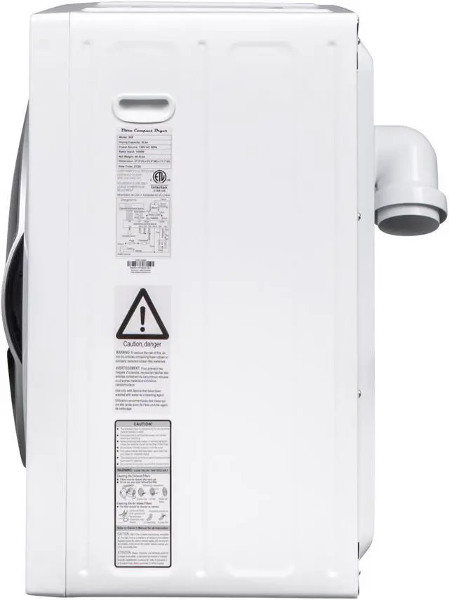 Alt view image 6 of 7 - Equator 2.6 cu.ft. 110V Ultra Compact Digital Vented Sensor Dryer in White