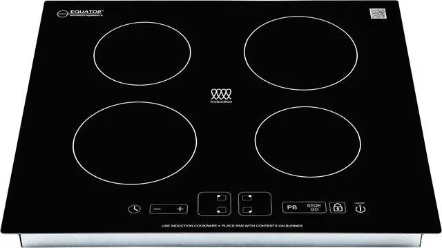 Alt view image 7 of 7 - Equator 24" Built-In 4 Burner Induction Cooktop 9 Level POWER BOOST 220V