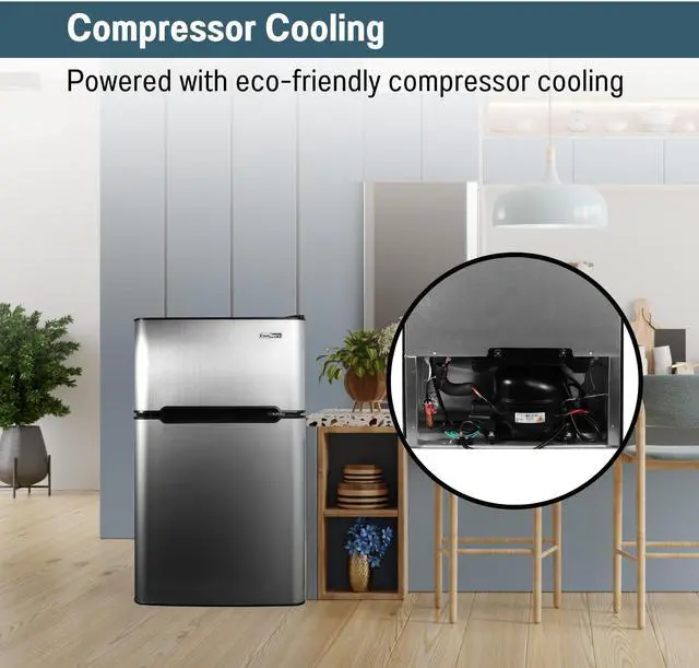Alt view image 4 of 7 - ConServ 3 cu.ft 2 Door Mini Freestanding Refrigerator with Freezer in Stainless