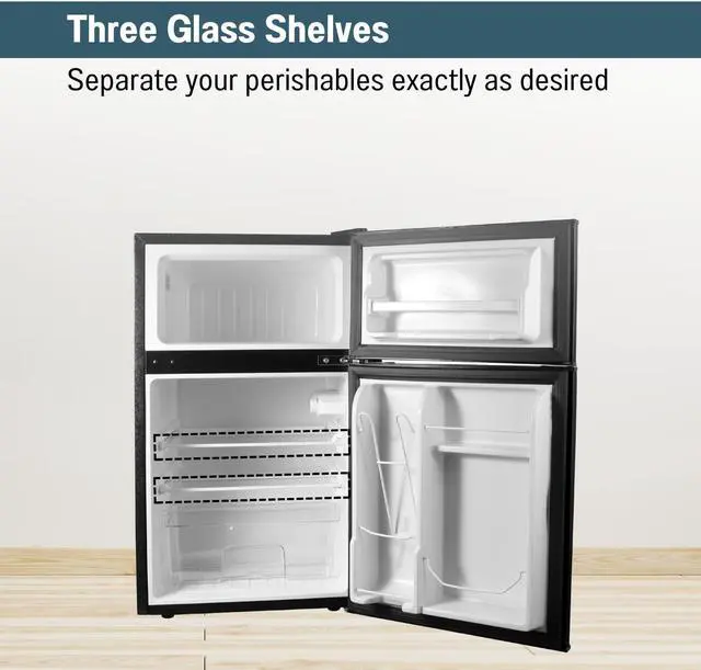 Alt view image 3 of 7 - ConServ 3 cu.ft 2 Door Mini Freestanding Refrigerator with Freezer in Stainless