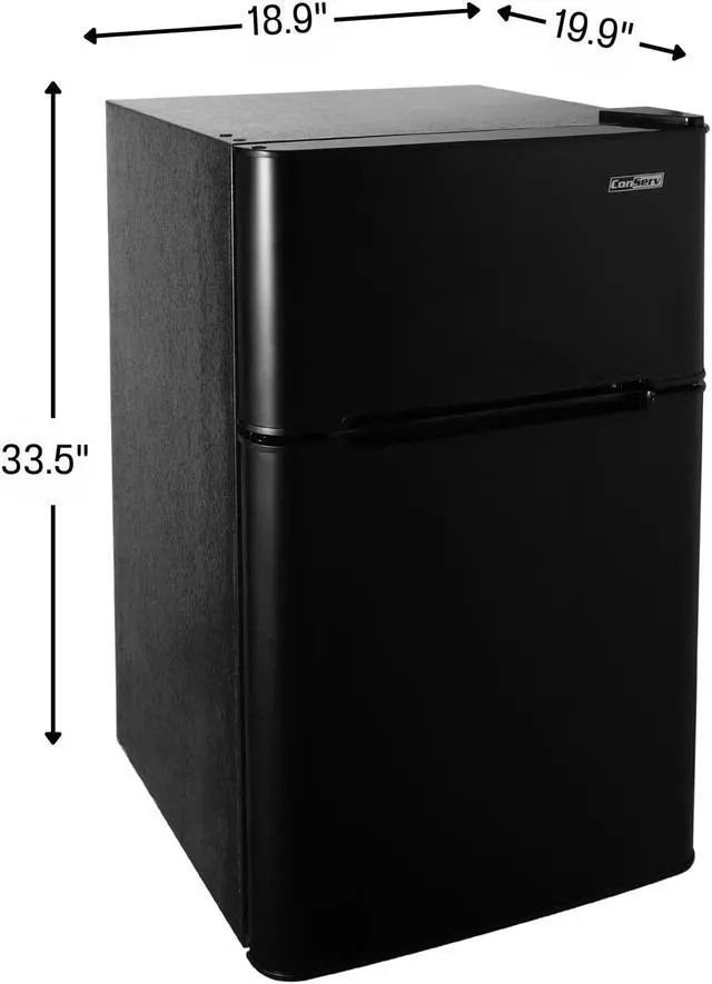 Alt view image 2 of 6 - ConServ 3 cu.ft 2 Door Mini Freestanding Refrigerator with Freezer in Black