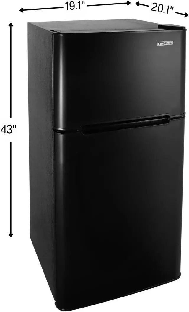 Alt view image 2 of 7 - ConServ 4.5cu.ft 2 Door Mini Freestanding Refrigerator with Freezer in Black