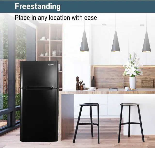 Alt view image 4 of 7 - ConServ 4.5cu.ft 2 Door Mini Freestanding Refrigerator with Freezer in Black