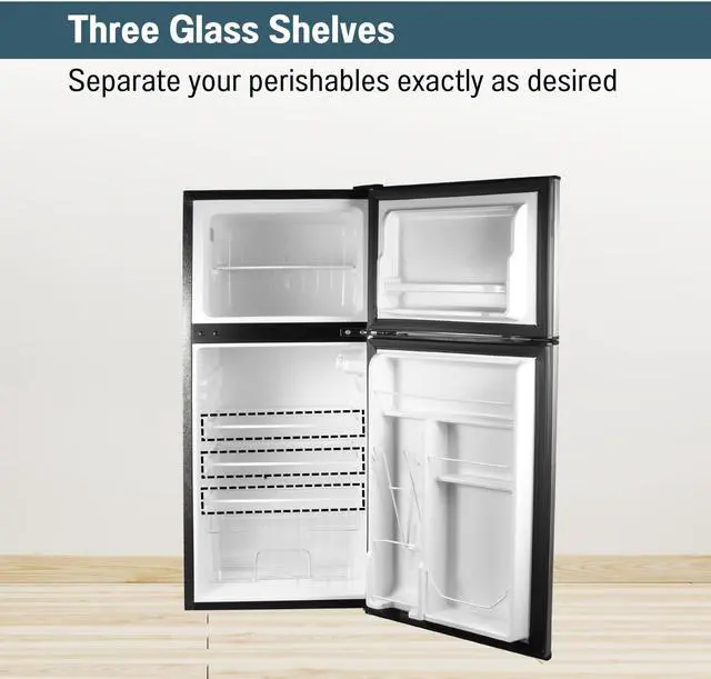 Alt view image 6 of 7 - ConServ 4.5cu.ft 2 Door Mini Freestanding Refrigerator with Freezer in Black