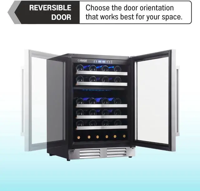 Alt view image 4 of 7 - Equator Dual Zone 52-Bottle Free Standing/Built-in Wine Cooler in Stainless