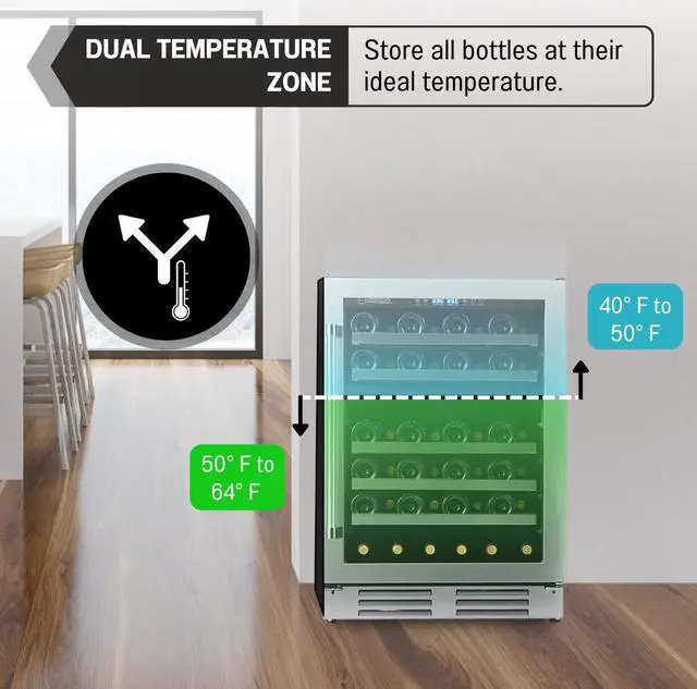 Alt view image 6 of 7 - Equator Dual Zone 52-Bottle Free Standing/Built-in Wine Cooler in Stainless