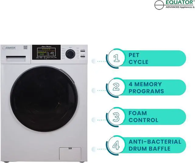 Alt view image 2 of 7 - Equator Touch Pet 15 lbs Compact 110V Sani Digital Washer 1400 RPM 16 Programs