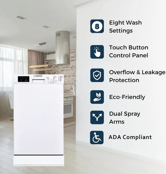 Alt view image 6 of 7 - Equator 18" Built-In Dishwasher w/ Front Control 10 Place Setting Made in Europe, Energy Star