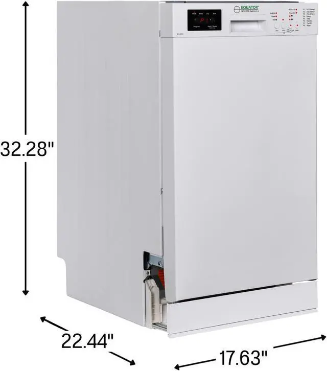 Alt view image 2 of 7 - Equator 18" Built-In Dishwasher w/ Front Control 10 Place Setting Made in Europe, Energy Star