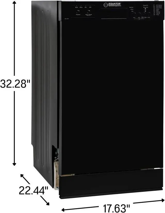 Alt view image 2 of 7 - Equator 18" Built-In Dishwasher w/ Front Control 10 Place Settings, Energy Star, Made in Europe