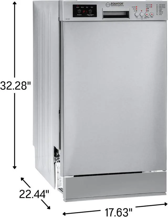 Alt view image 2 of 7 - Equator 18" Built-In Dishwasher w/ Front Control 10 Place Settings, Energy Star, Made in Europe,