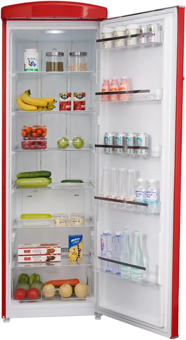 Alt view image 4 of 5 - 24 in. 11 cu. ft. Frost-free Classic Retro Single Door Refrigerator in red