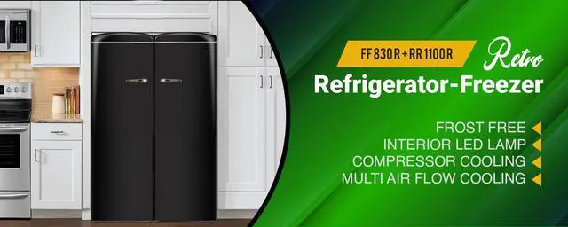 Alt view image 2 of 3 - Retro Frost-free  Refrigerator-Freezer Set