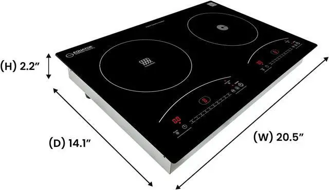 Alt view image 2 of 7 - Equator 20" Electric Any Cookware Compatible Induction+Ceramic 2 Burner Cooktop with 9 Power 110V