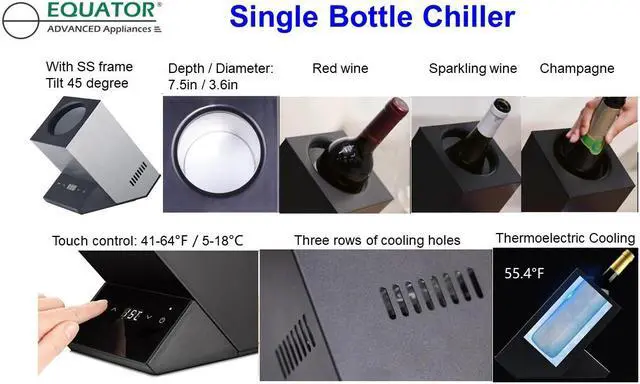 Alt view image 5 of 7 - Equator Single Bottle Chiller Wine-Champagne-Water 110V AC/12V DC