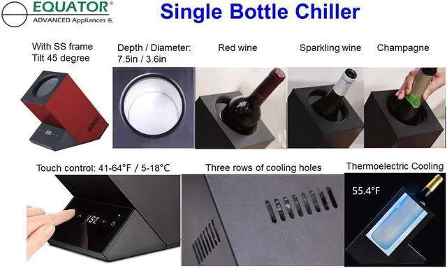 Alt view image 4 of 7 - Equator Single Bottle Chiller Wine-Champagne-Water White 110V AC/12V DC