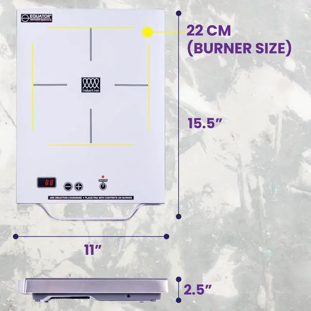 Alt view image 6 of 7 - Equator 11" Portable One-Burner Induction Cooktop LIGHT AlumInum Handle 110V in Silver