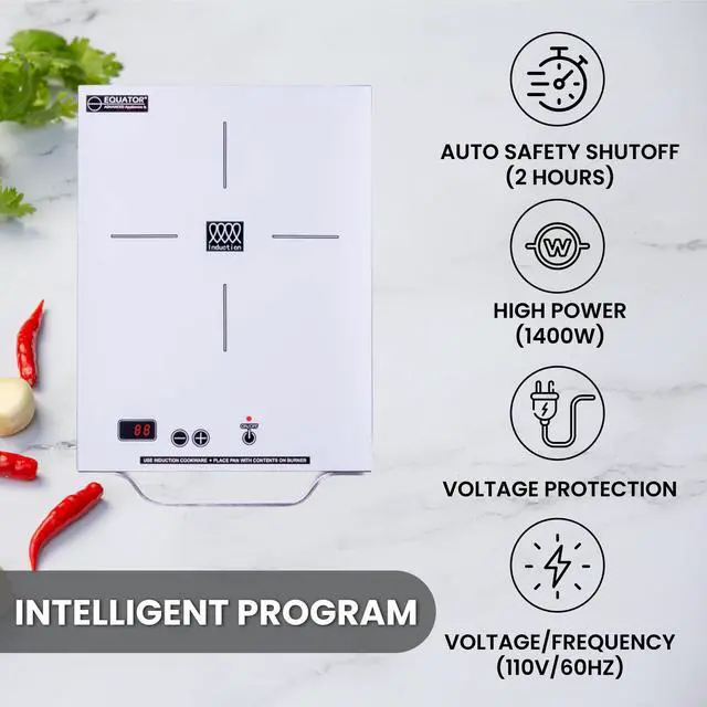Alt view image 2 of 7 - Equator 11" Portable One-Burner Induction Cooktop LIGHT AlumInum Handle 110V in Silver