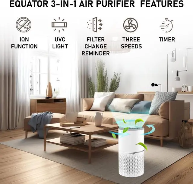 Alt view image 4 of 7 - Equator HEPA Air Purifier/Sterilizer PET Option ION Smoke Remover 269sf 110V