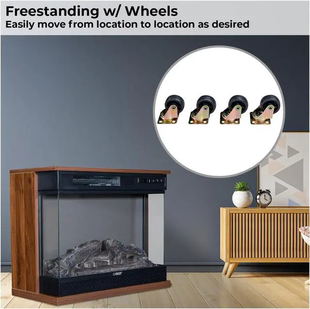 Alt view image 4 of 7 - Equator 26" Freestanding Portable Fireplace Only Heat or 7 Color LED Remote 110V