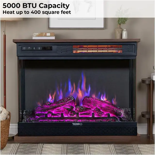 Alt view image 6 of 7 - Equator 26" Freestanding Portable Fireplace Only Heat or 7 Color LED Remote 110V