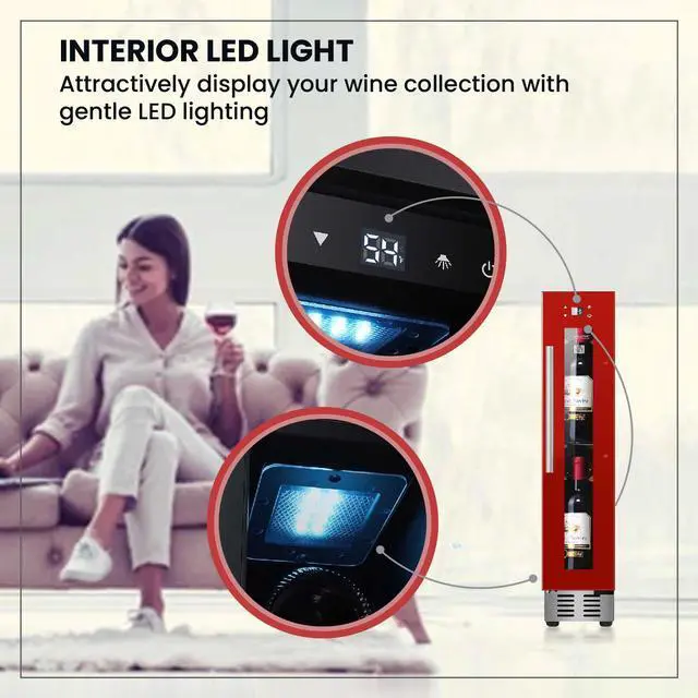 Alt view image 7 of 7 - Equator 9 Bottles Wine Refrigerator 1-Zone Freestanding/Builtin 7 Color LED 110V