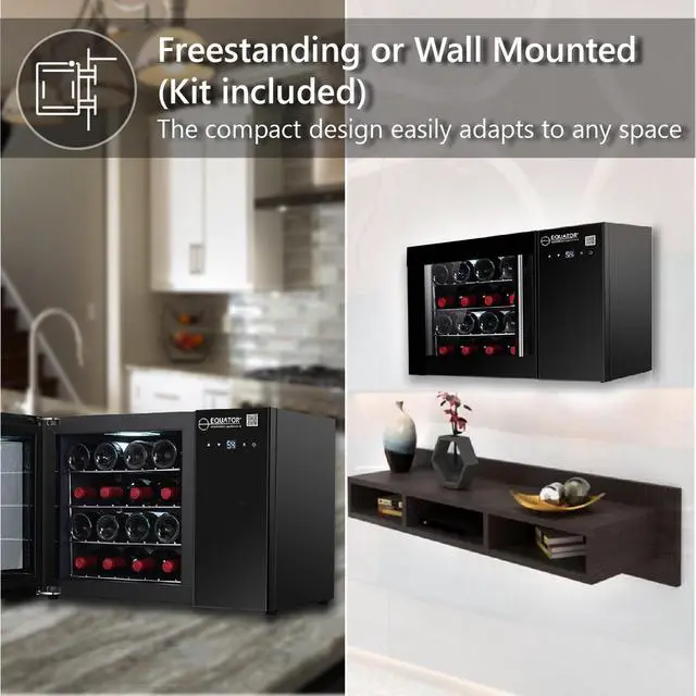 Alt view image 2 of 7 - Equator 16 Bottles Countertop Wine Refrigerator Black Touch control 110V
