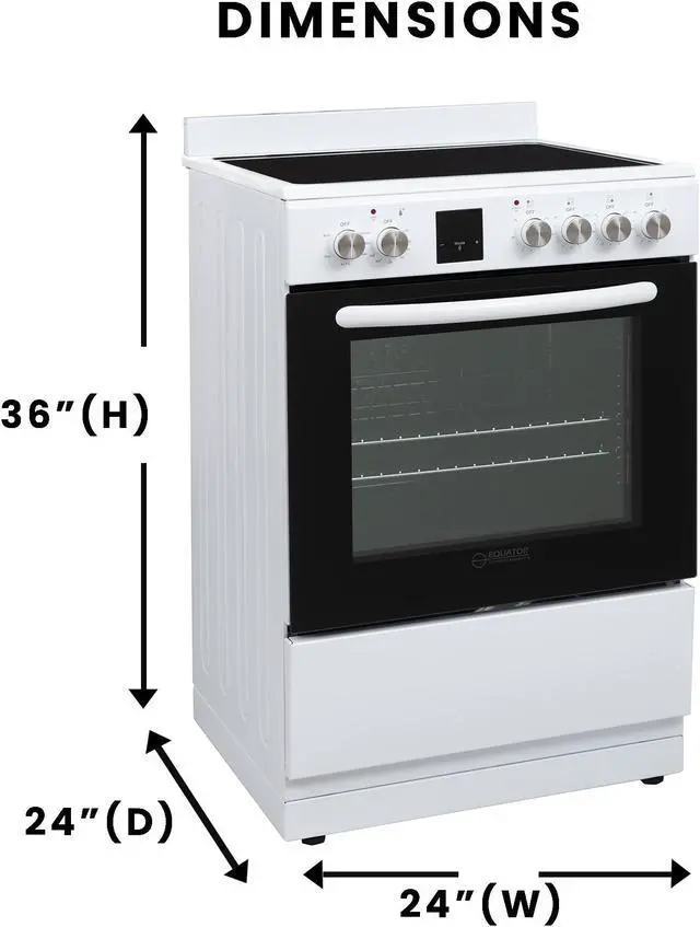 Alt view image 2 of 7 - Equator 24" Electric Cooking Range 4 Ceramic Burner CONVECTION OVEN+AIR FRYER
