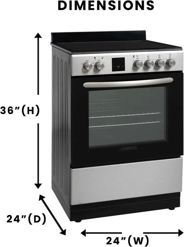 Alt view image 2 of 7 - Equator 24" Electric Cooking Range 4 Ceramic Burner CONVECTION OVEN+AIR FRYER SS