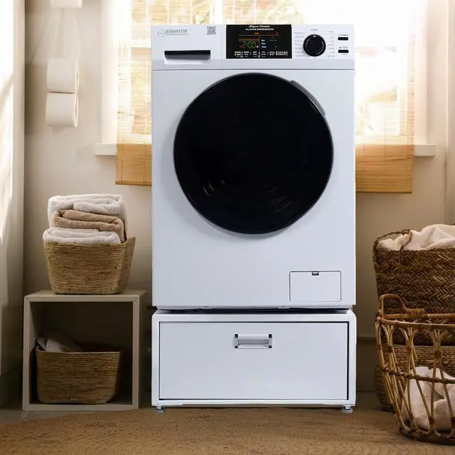 Alt view image 4 of 4 - Equator 1.6cf 110V Vented/Ventless Sani Combo Washer Dryer Pet Cycle + Pedestal
