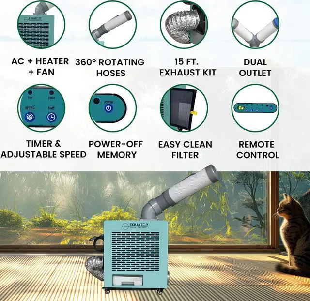 Alt view image 6 of 7 - Equator 10,000 BTU Outdoor-Indoor 3-in-1 AIR CONDITIONER+HEATER+FAN 110V