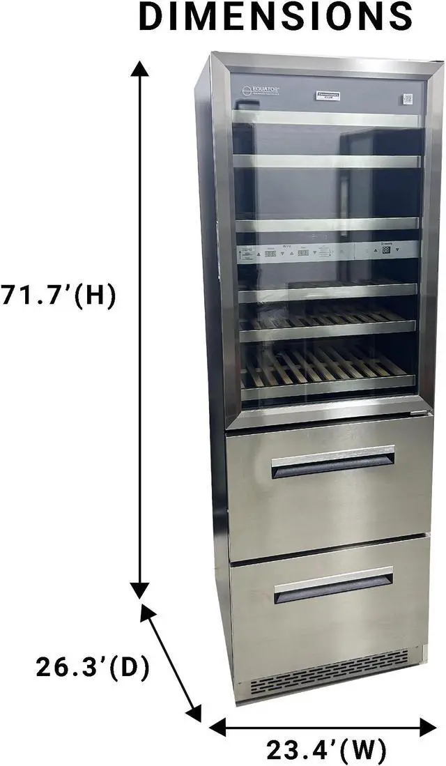 Alt view image 2 of 7 - Equator Connoisseurs Club 3-Zone 84 Bottle Wine/Beverage Refrigerator+2 Drawers 110V with 7 LED lights