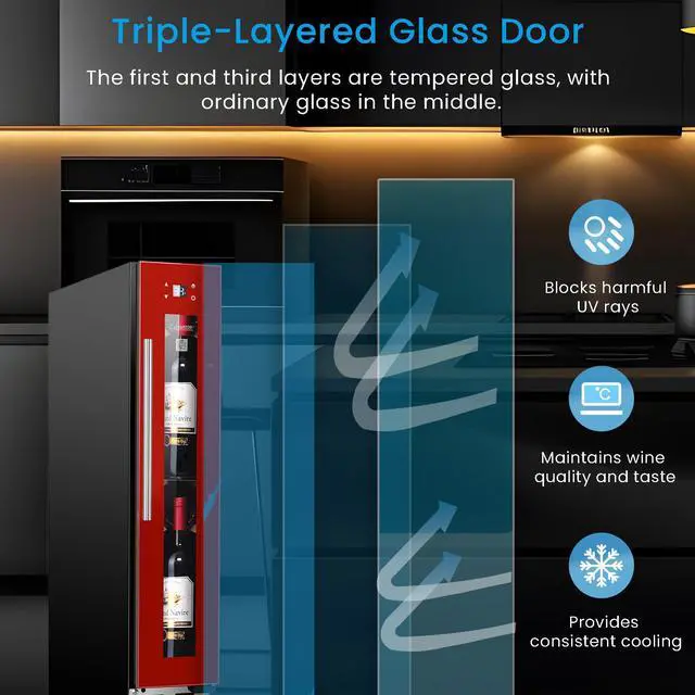 Alt view image 3 of 7 - Equator 9 Bottles Wine Refrigerator 1-Zone Freestanding/Builtin 7 Color LED 110V