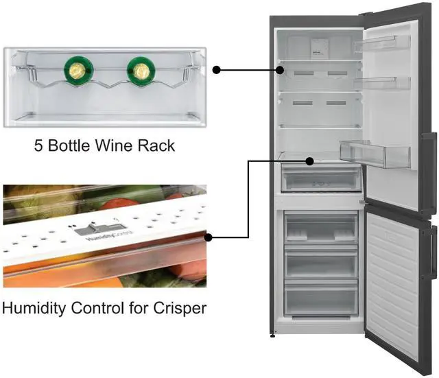 Alt view image 4 of 7 - Conserv 12cf No Frost Bottom Freezer Refrigerator Wine Rack GARAGE READY E-Star