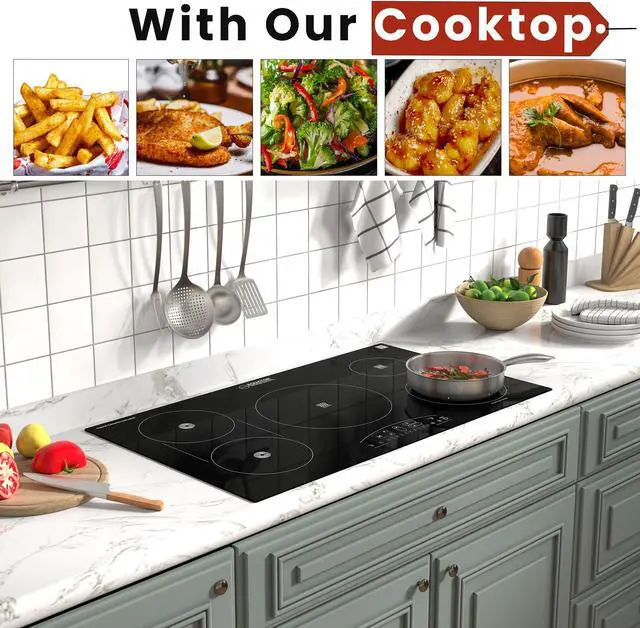 Alt view image 6 of 7 - Equator 36" Electric Any Cookware Compatible Induction+Ceramic 5 Burner Cooktop 220V