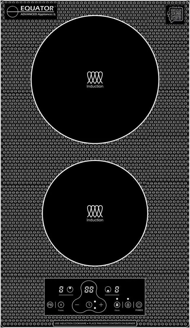 Alt view image 7 of 7 - Equator 12" Built-In/Freestanding 2 Burner VERTICAL Induction Cooktop 110V