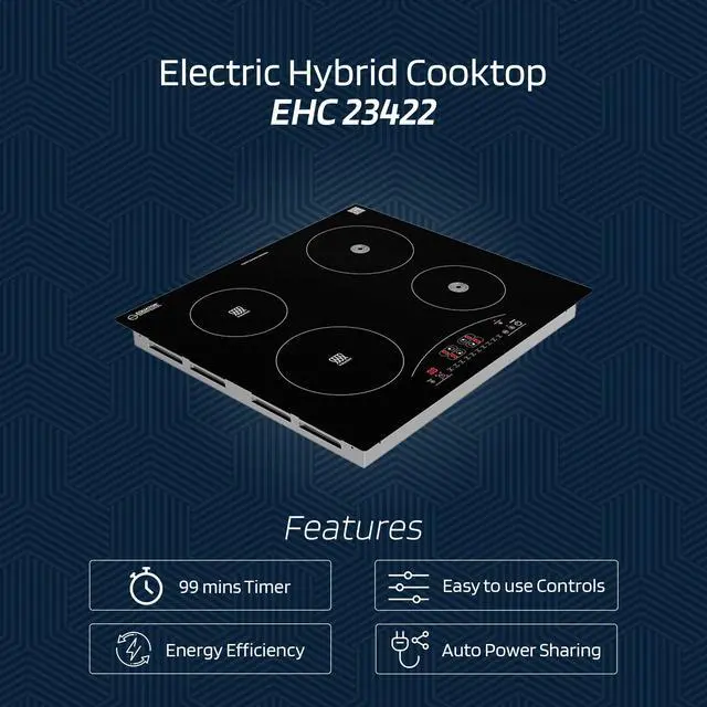 Alt view image 6 of 7 - Equator 24" Electric Any Cookware Compatible Induction+Ceramic 4 Burner Cooktop 9 Power 220V