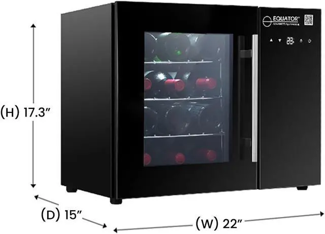 Alt view image 2 of 7 - Equator 12 Bottles Countertop Wine Refrigerator Black Touch control 110V