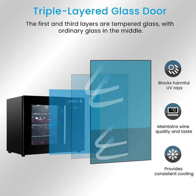 Alt view image 7 of 7 - Equator 12 Bottles Countertop Wine Refrigerator Black Touch control 110V
