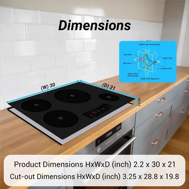 Alt view image 2 of 7 - Equator Design 30" Electric Any Cookware Compatible Induction+Ceramic 4 Burner Cooktop 220V