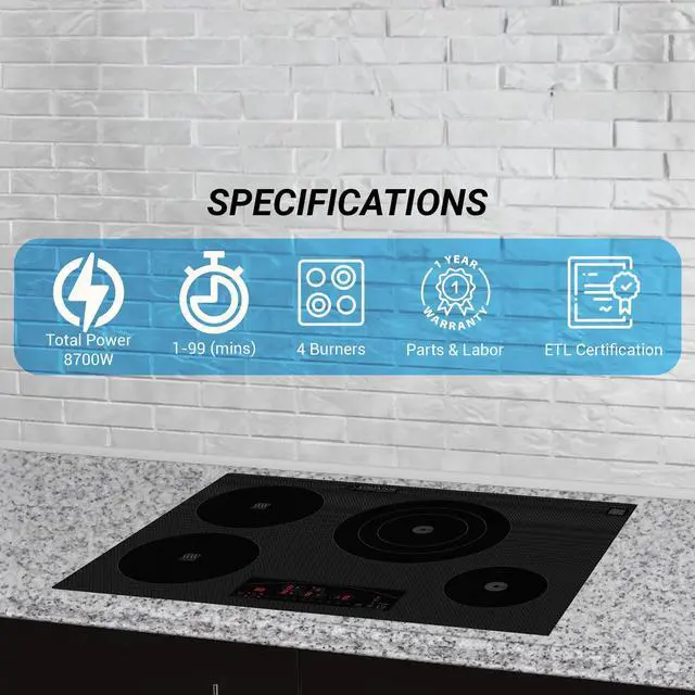 Alt view image 4 of 7 - Equator Design 30" Electric Any Cookware Compatible Induction+Ceramic 4 Burner Cooktop 220V