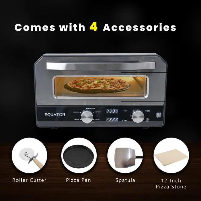 Alt view image 2 of 7 - Equator ELECTRIC PIZZA OVEN Multi Program w/ Baking Stone Countertop 0.5cf 110V
