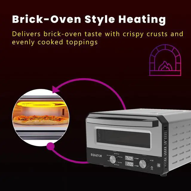 Alt view image 5 of 7 - Equator ELECTRIC PIZZA OVEN Multi Program w/ Baking Stone Countertop 0.5cf 110V